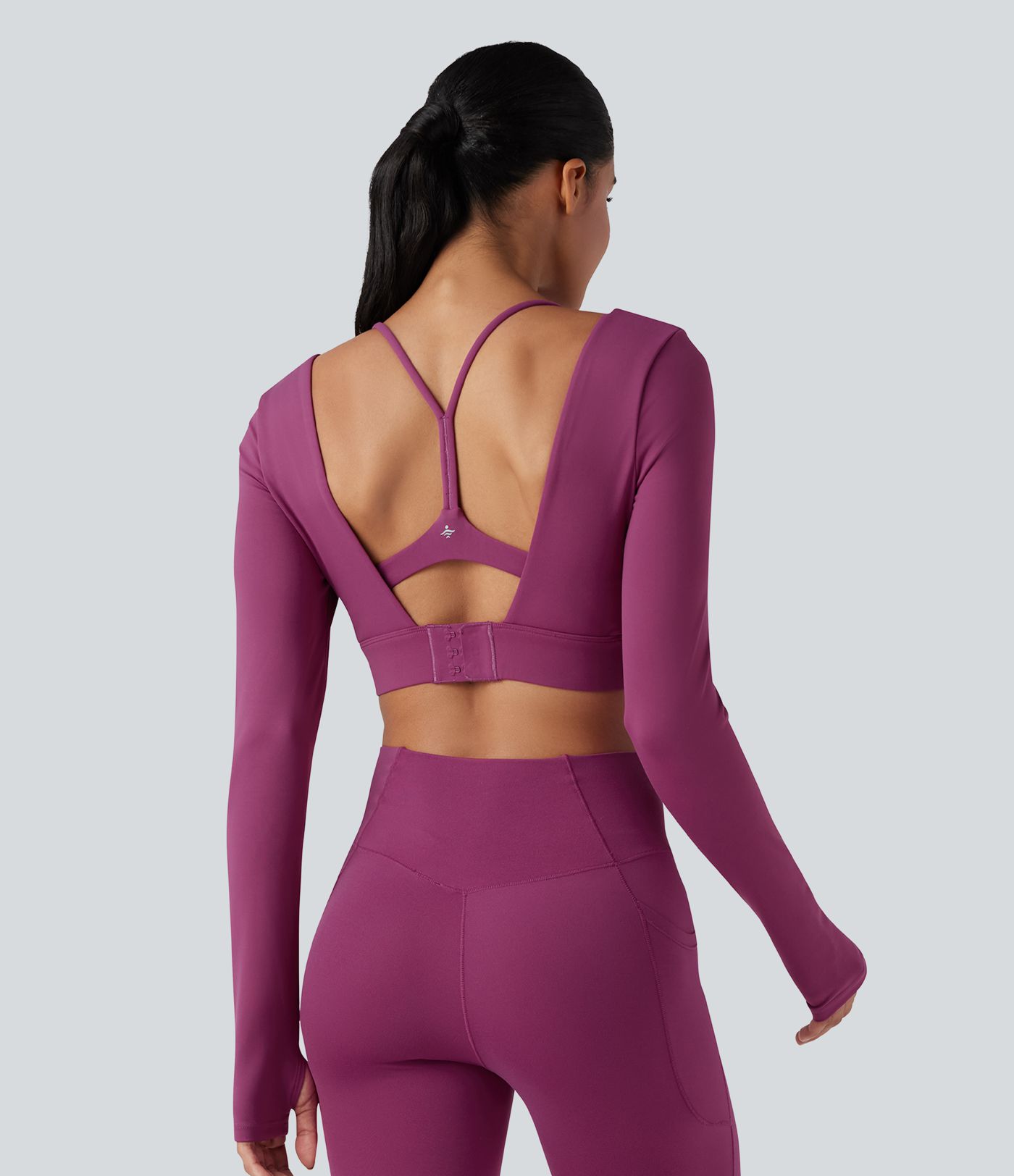 SoftlyZero™ Plush Square Neck Long Sleeve Thumb Holes Backless Adjustable Buckle Cropped Yoga Sports Top