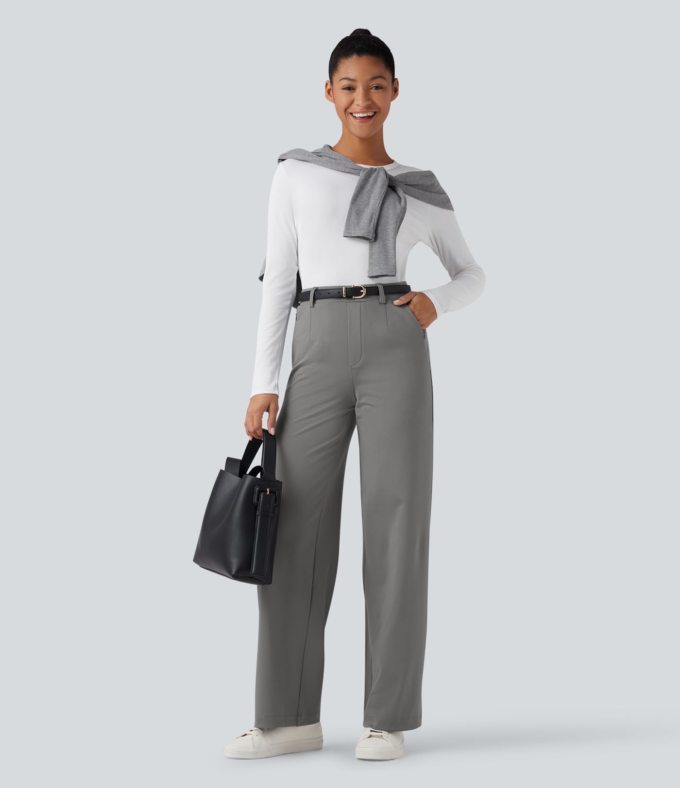 Halara Flex™ pantalones de trabajo de talle alto con control abdominal, pierna recta y bolsillos