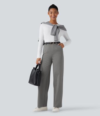 Halara Flex™ pantalones de trabajo de talle alto con control abdominal, pierna recta y bolsillos
