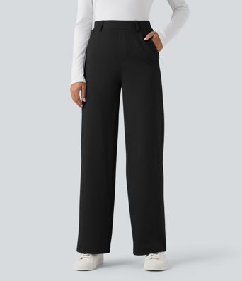 Halara Flex™ pracovní kalhoty s vysokým pasem a zpevněním v oblasti břicha, rovné nohavice, s kapsami