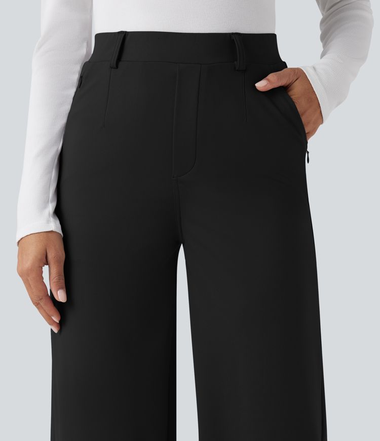 Halara Flex™ pracovní kalhoty s vysokým pasem a zpevněním v oblasti břicha, rovné nohavice, s kapsami