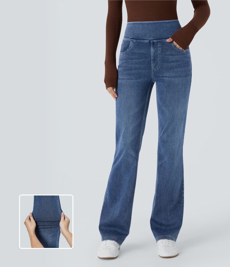 Halara Flex™ High Waisted Pockets Washed Casual Bootcut Jeans