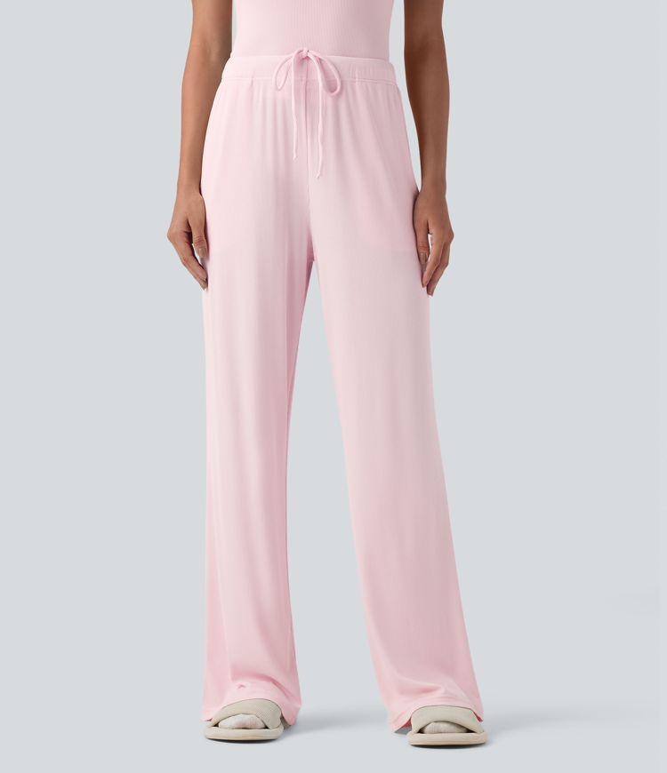 Pantalon d'intérieur taille moyenne avec cordon de serrage en maille côtelée avec poches