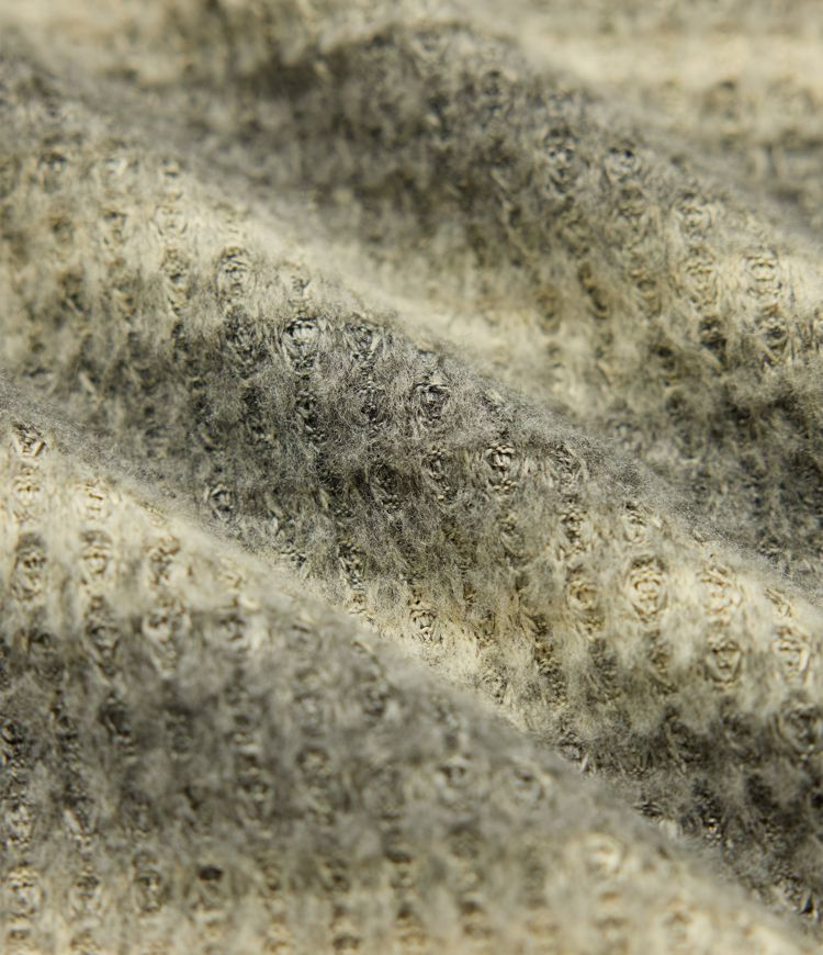 Foldover Off Shoulder Long Sleeve Waffle Gradient Stripe Casual Top