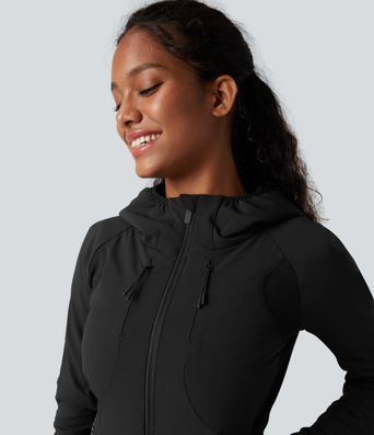 Reflective Hooded Running Down Jacket with Pockets