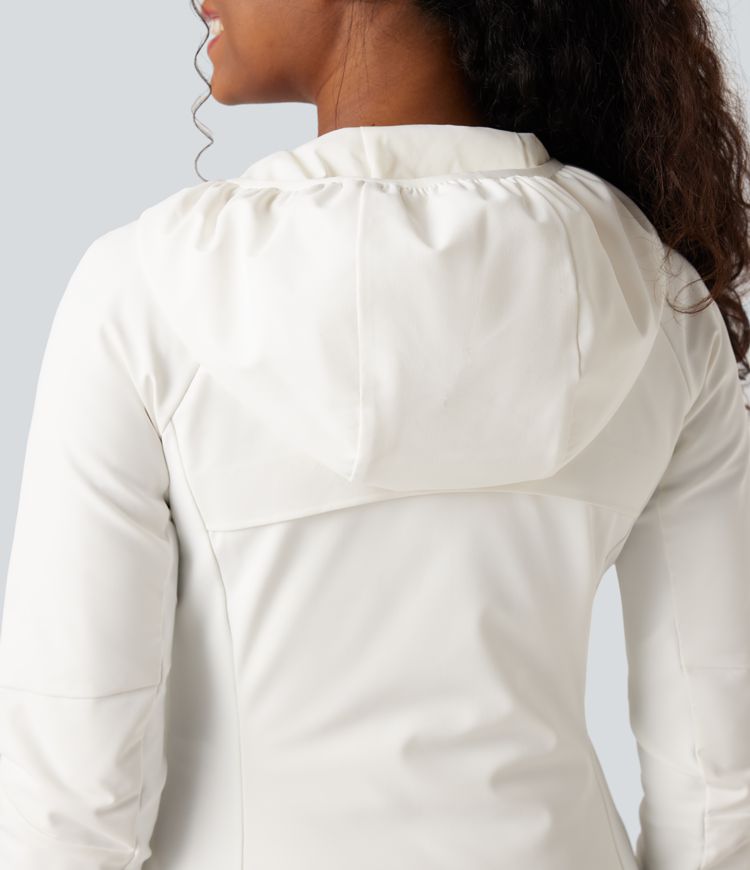 Reflective Hooded Running Down Jacket with Pockets