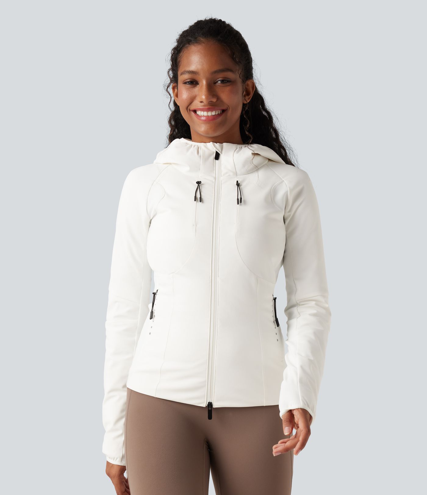 Reflective Hooded Running Down Jacket with Pockets Reflective Hooded Running Down Jacket with Pockets