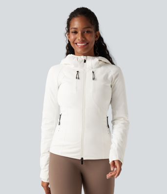 Reflective Hooded Running Down Jacket with Pockets