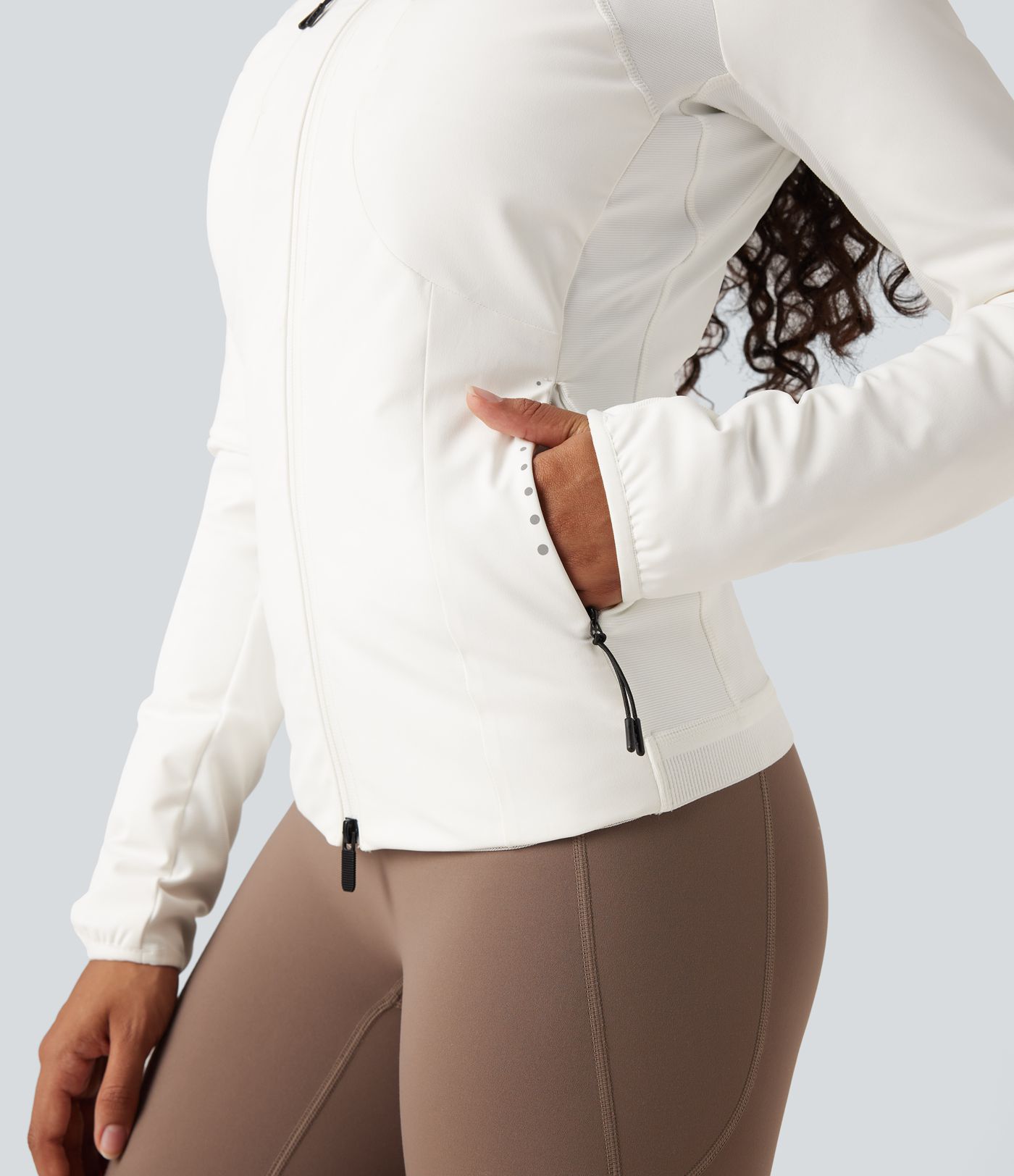 Reflective Hooded Running Down Jacket with Pockets