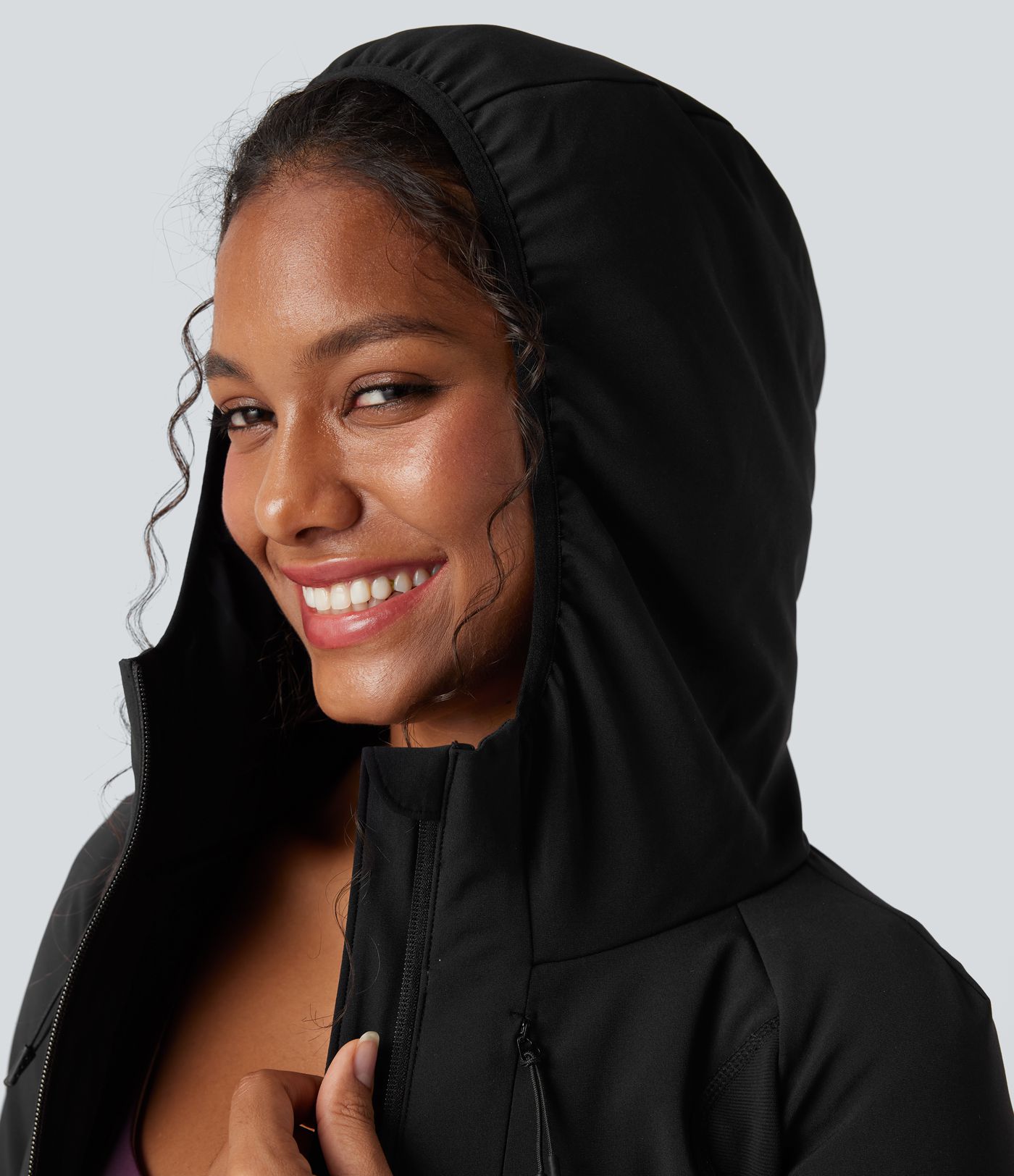 Reflective Hooded Running Down Jacket with Pockets