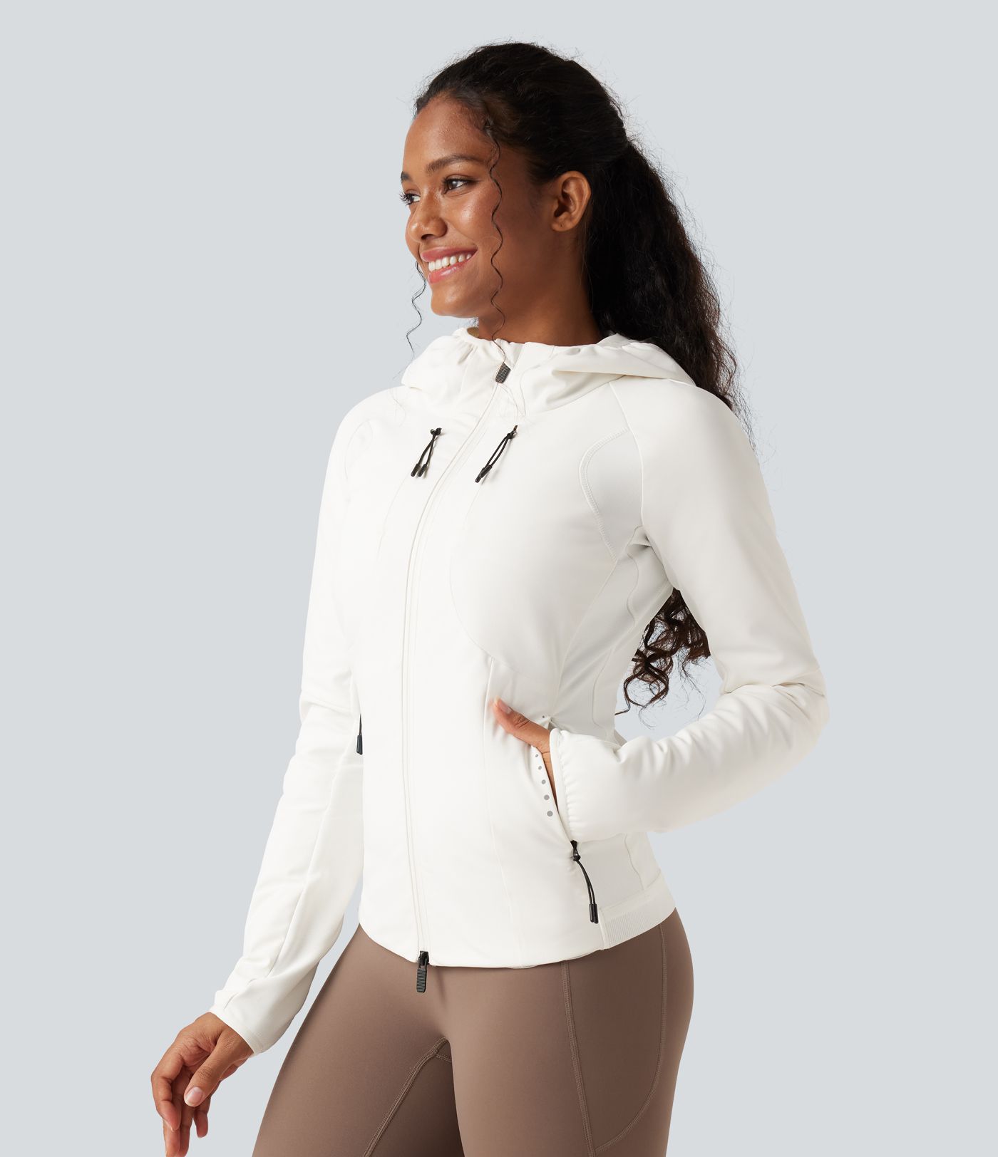 Reflective Hooded Running Down Jacket with Pockets