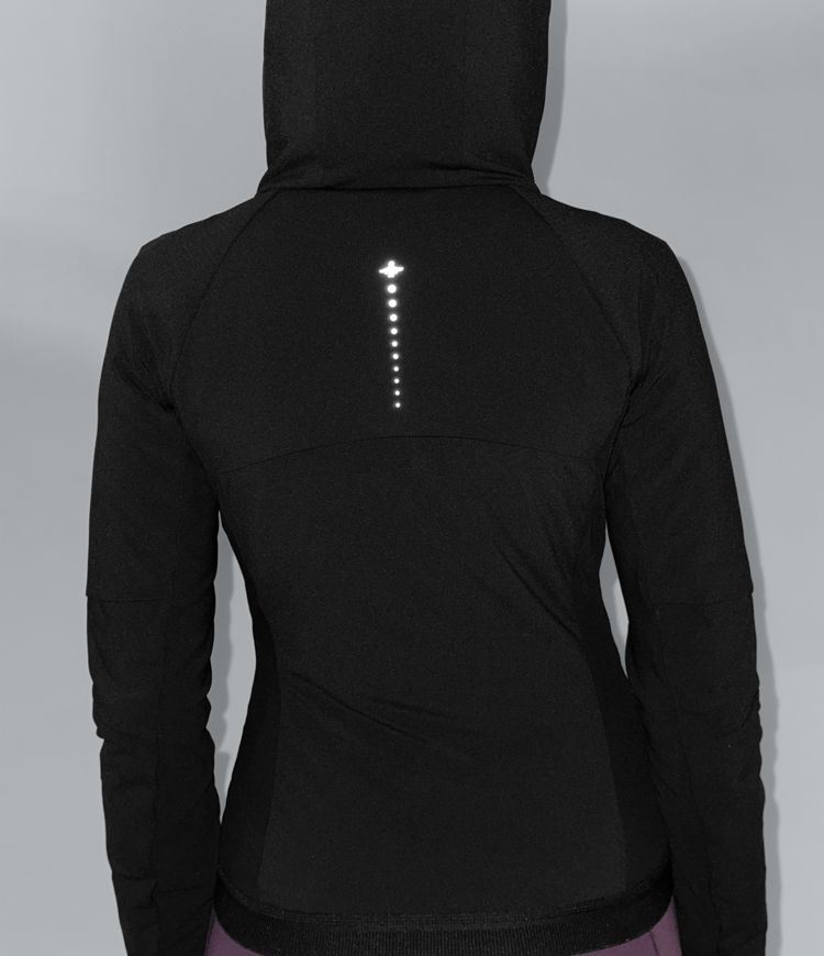 Reflective Hooded Running Down Jacket with Pockets