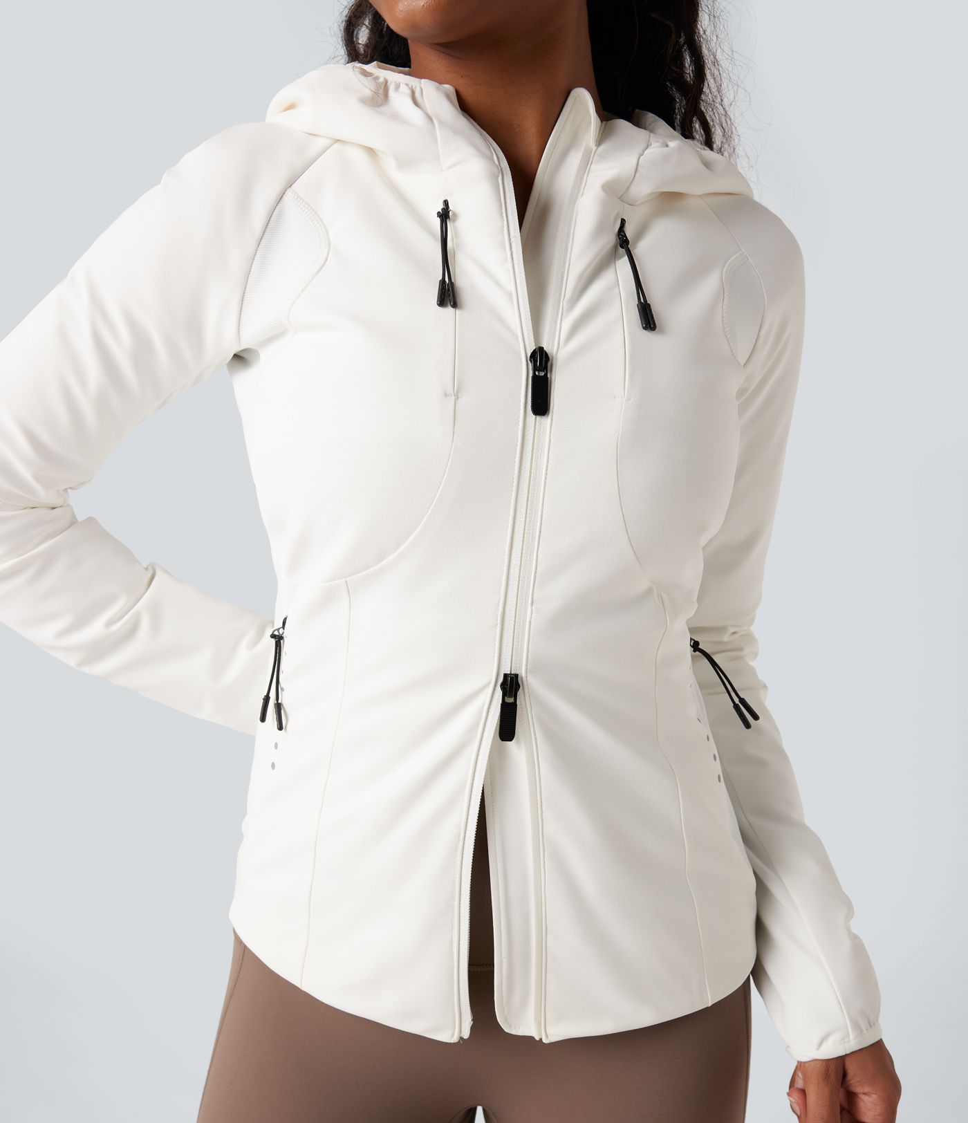 Reflective Hooded Running Down Jacket with Pockets