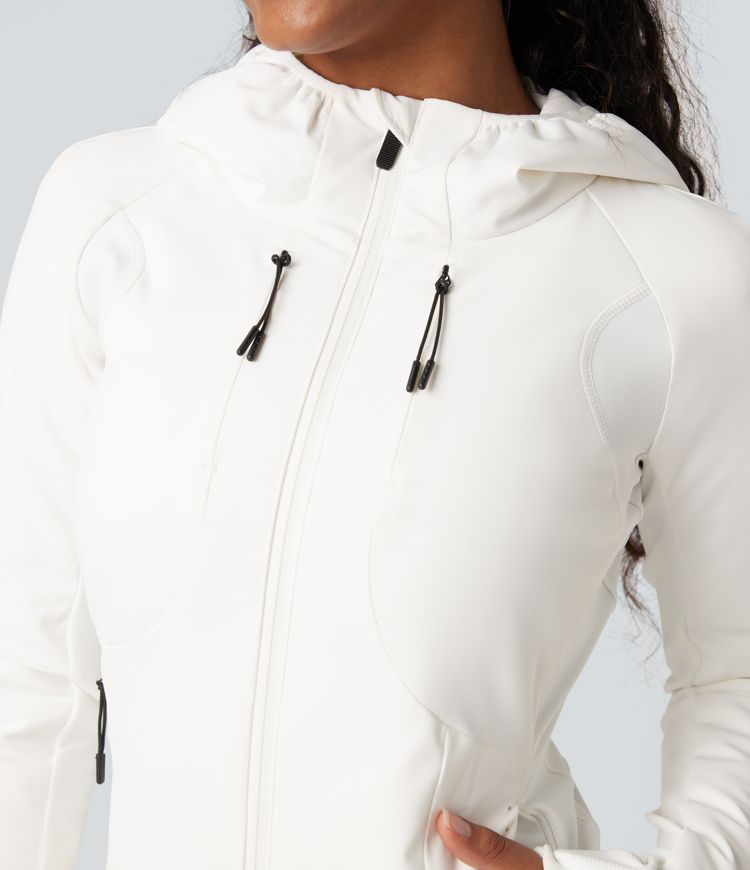 Reflective Hooded Running Down Jacket with Pockets