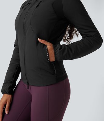 Reflective Hooded Running Down Jacket with Pockets