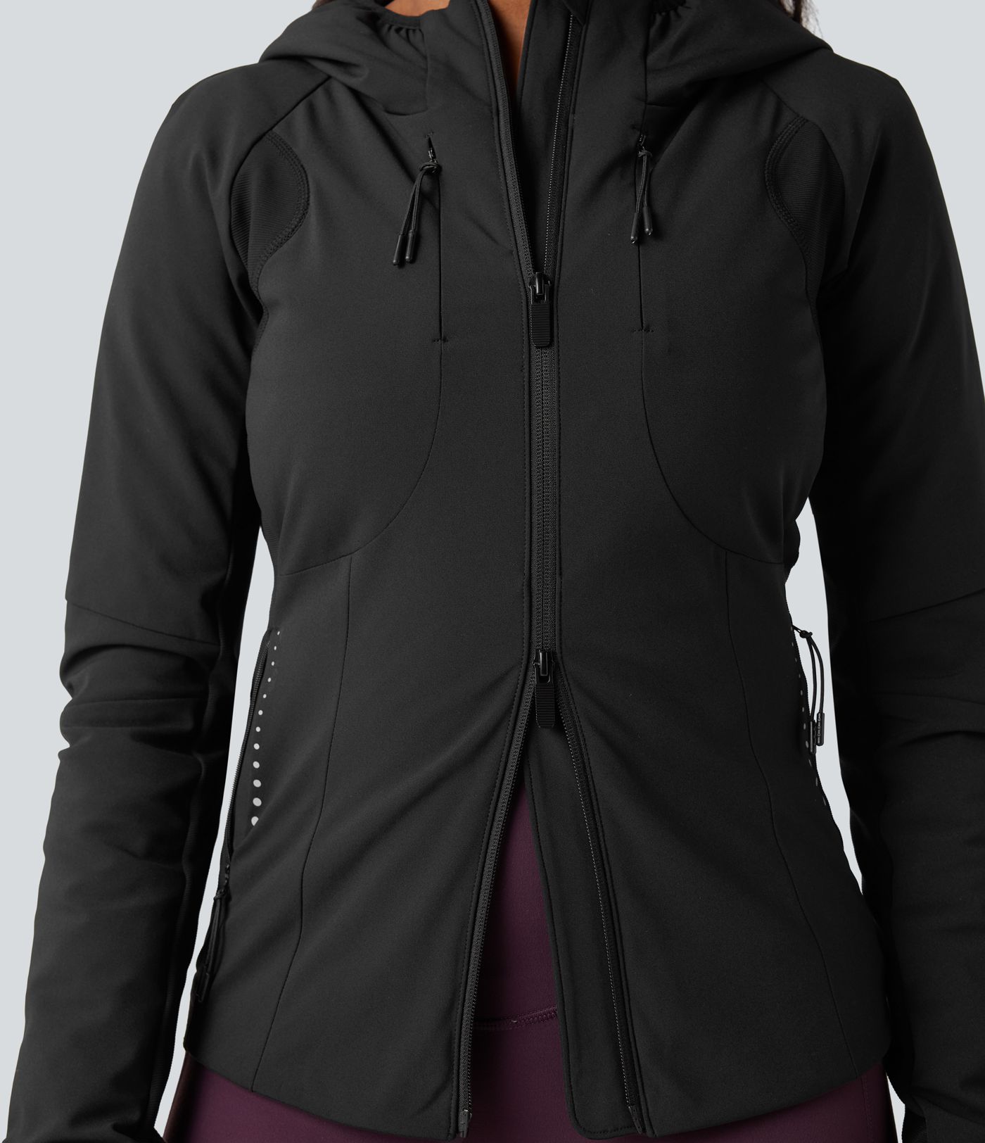Reflective Hooded Running Down Jacket with Pockets