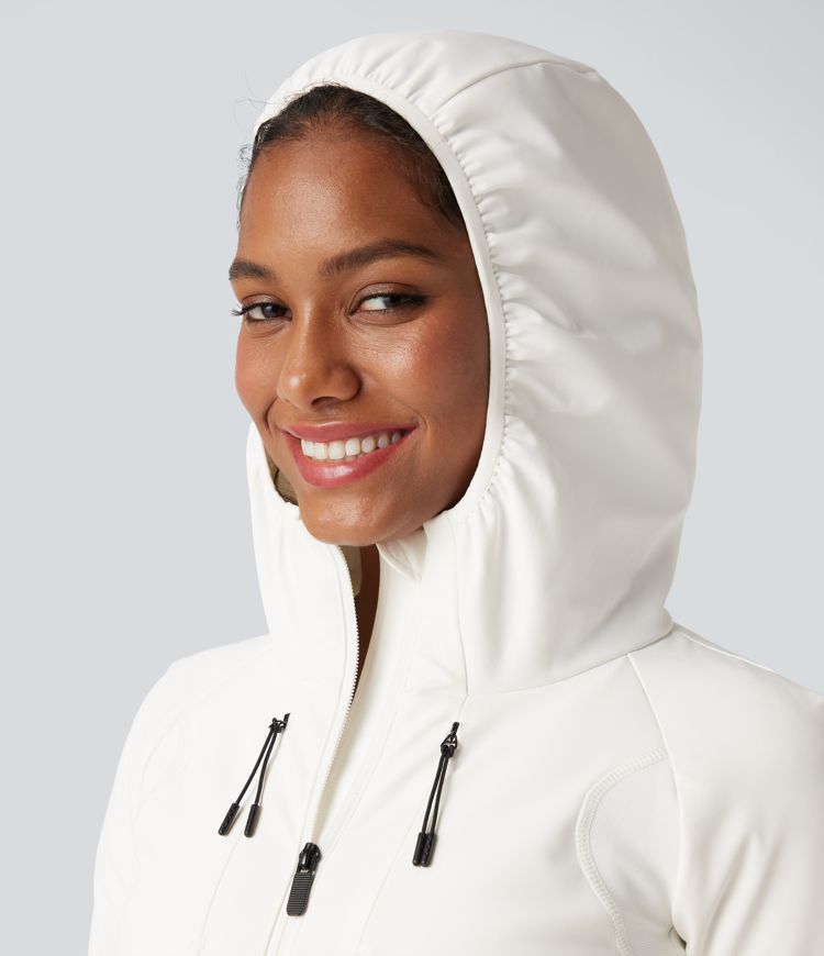 Reflective Hooded Running Down Jacket with Pockets