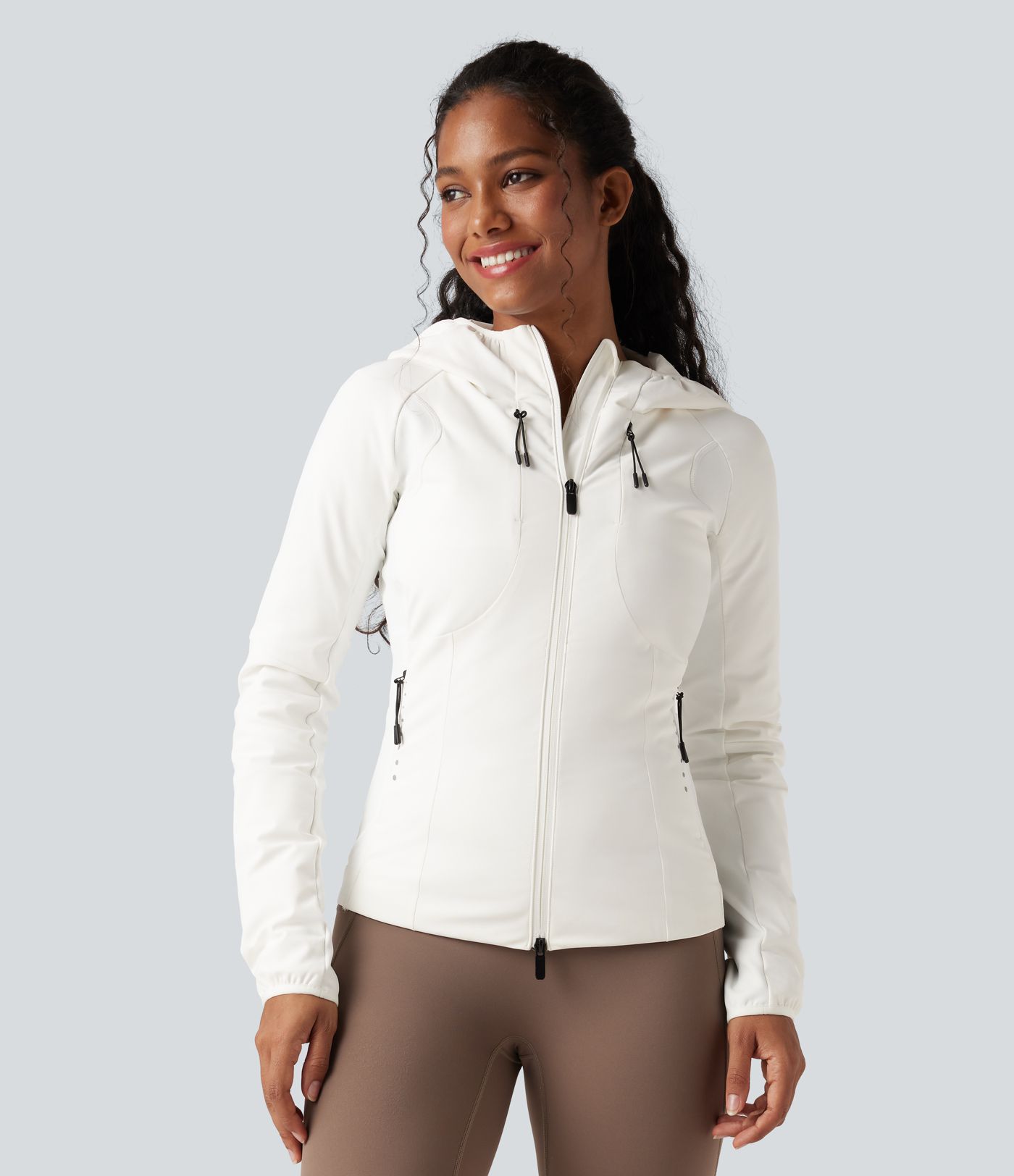 Reflective Hooded Running Down Jacket with Pockets