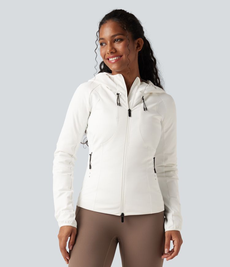 Reflective Hooded Running Down Jacket with Pockets