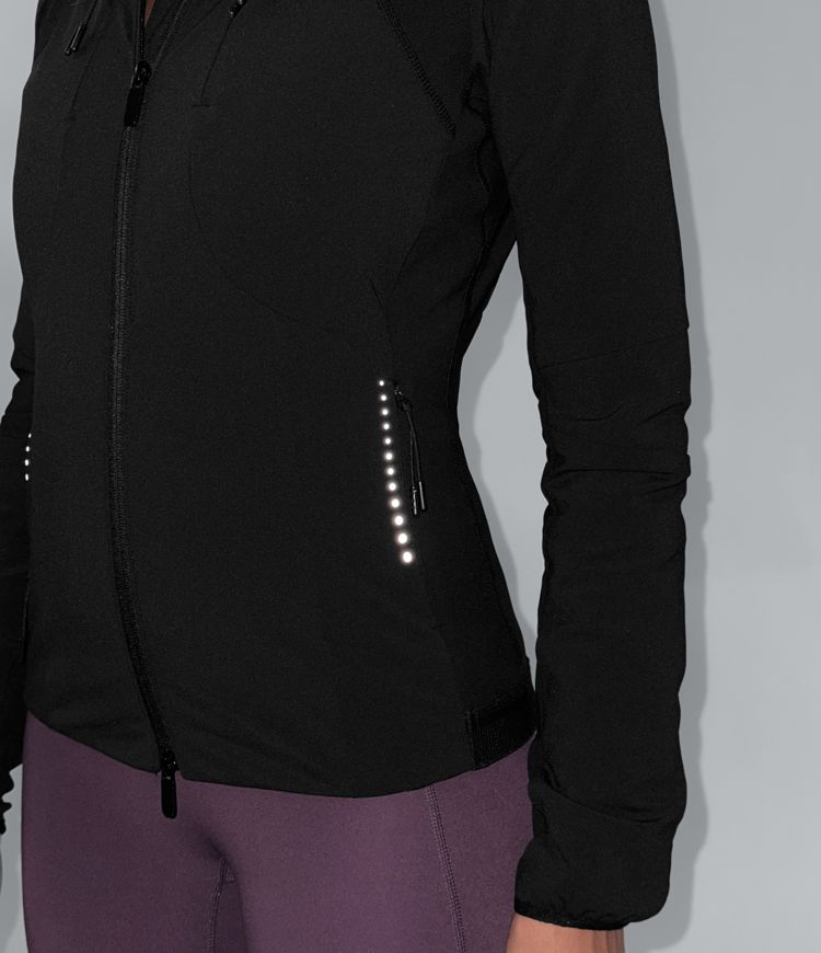 Reflective Hooded Running Down Jacket with Pockets