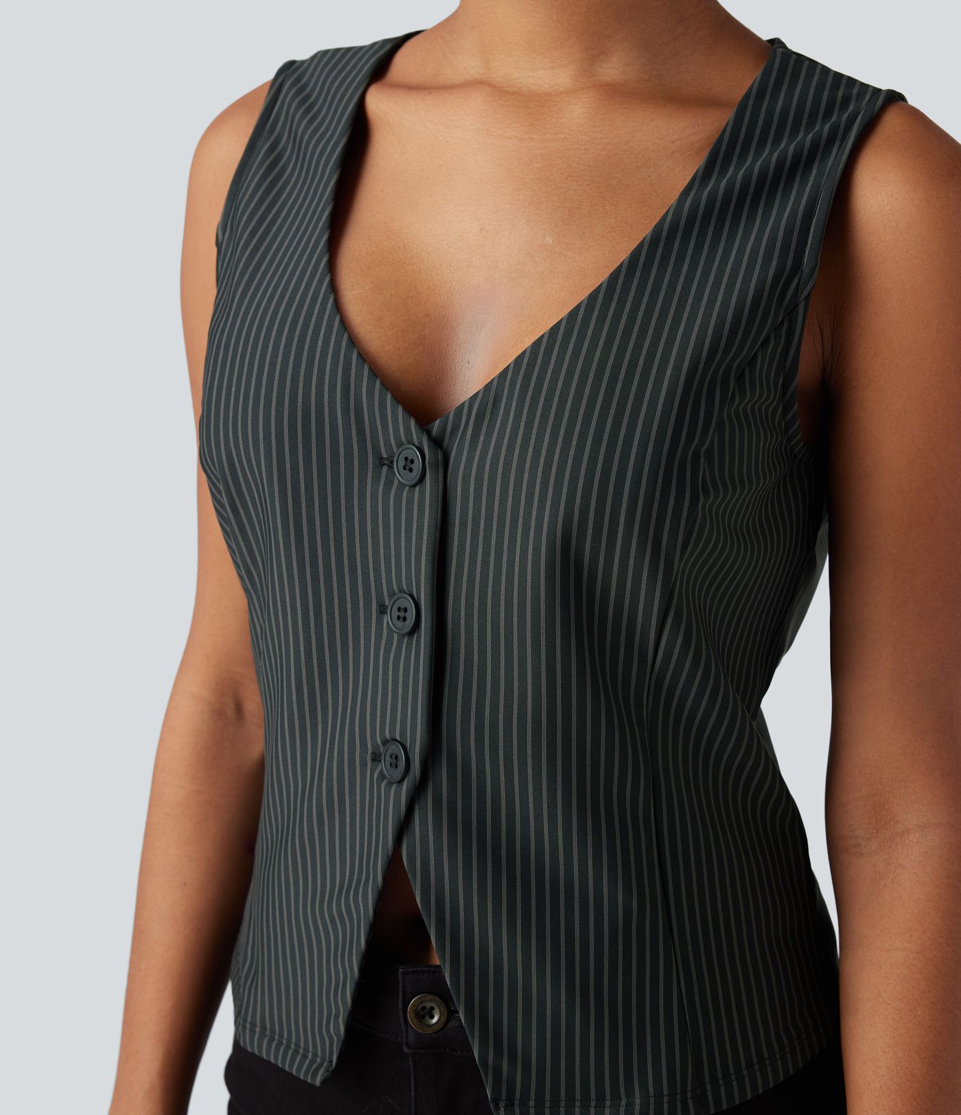 Gilet col V à rayures