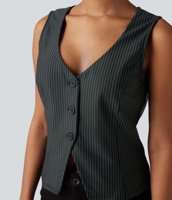 Gilet col V à rayures