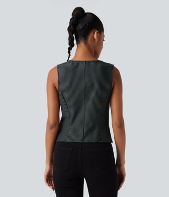 Gilet col V à rayures