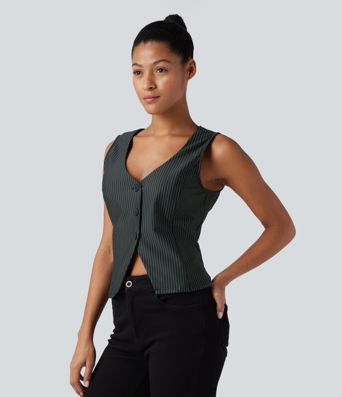 Gilet col V à rayures