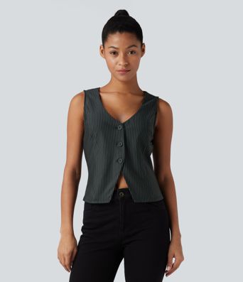 Gilet col V à rayures