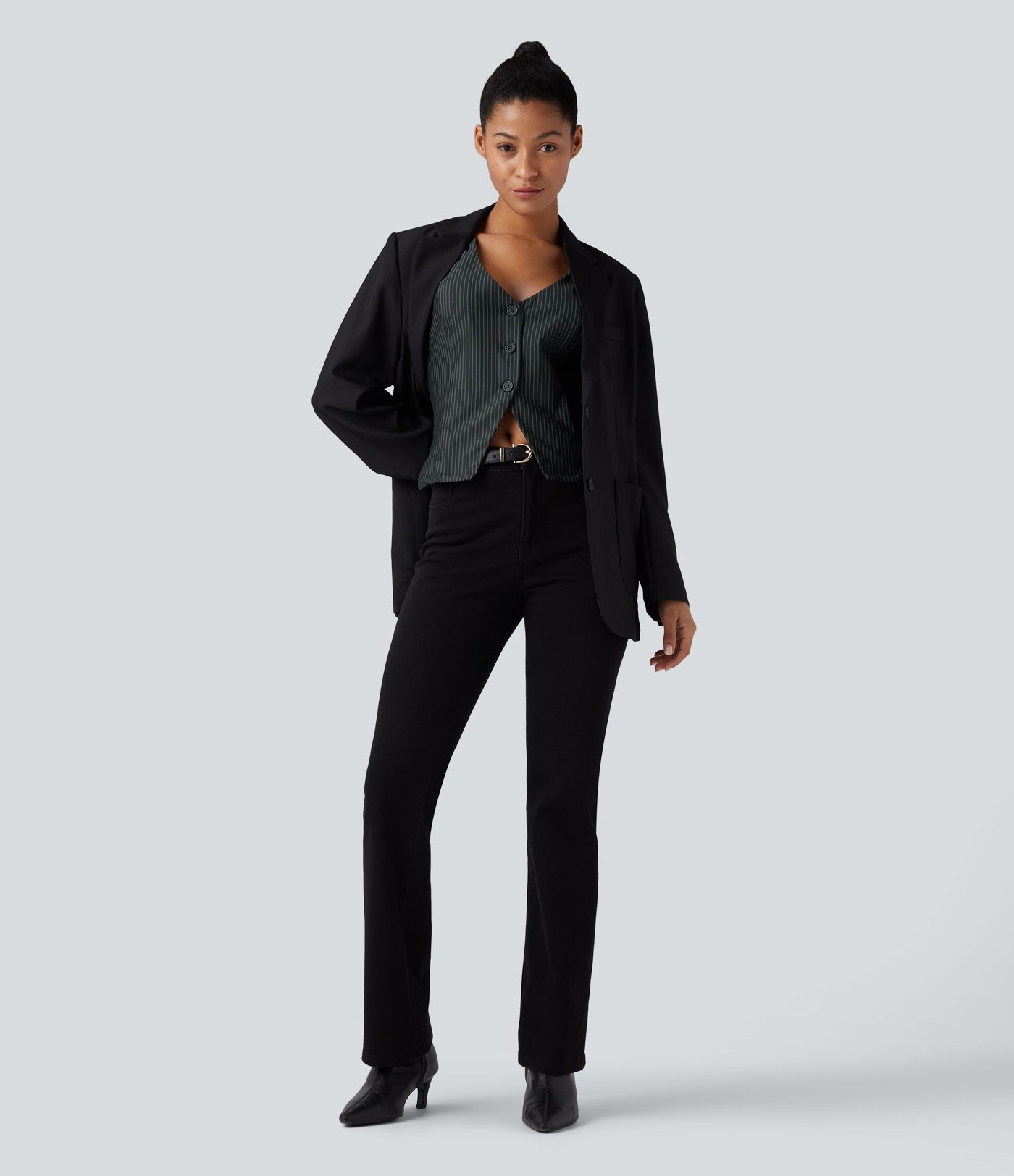 Gilet col V à rayures