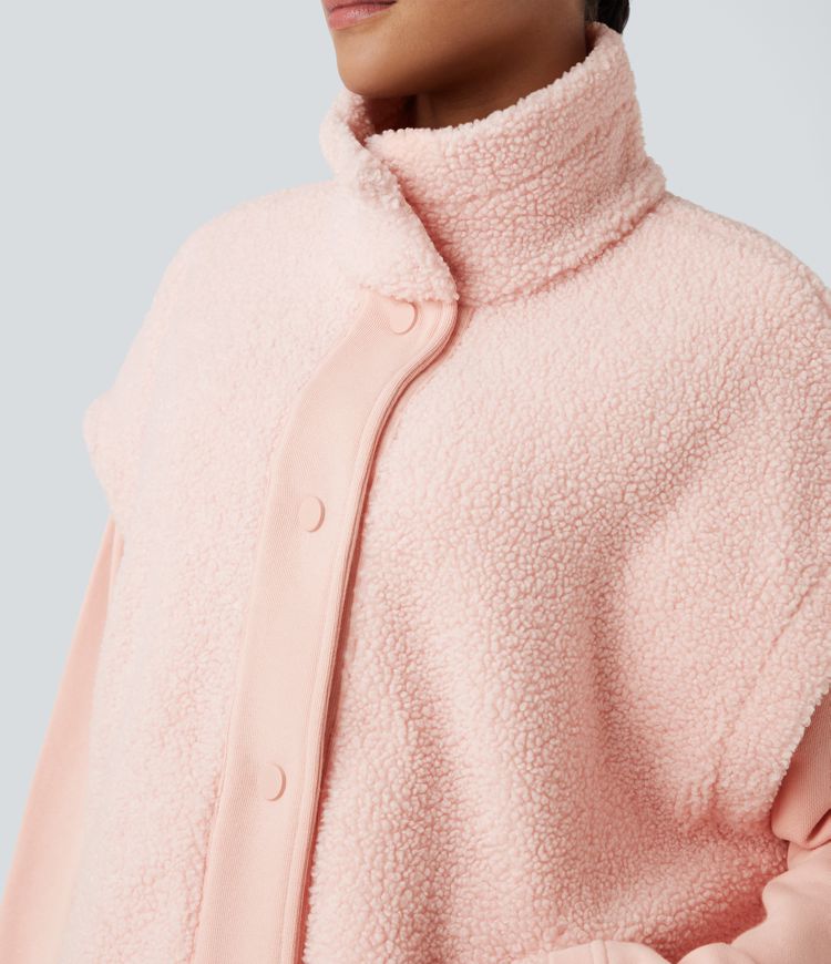 Veste Sherpa 2-en-1 col montant avec nœud et poches