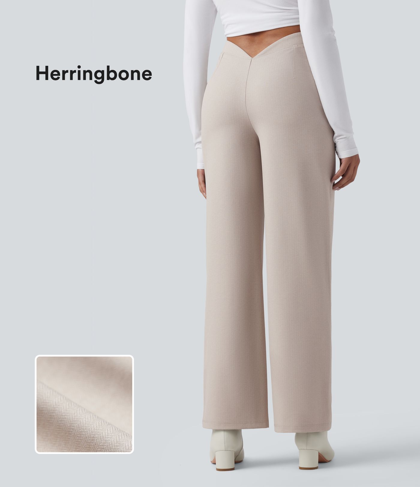 Pantalon tailleur large taille haute en V chevrons Halara Flex™