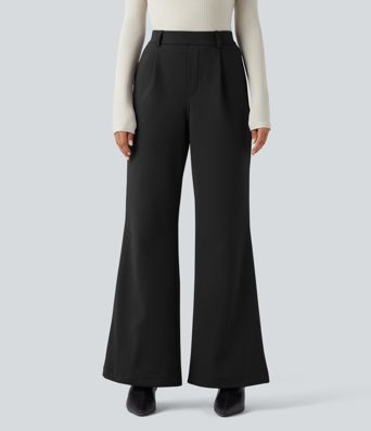 SoftlyZero™ Plush Thermal High Waisted Work Flare Pants with Pockets SoftlyZero™ Plush Thermal High Waisted Work Flare Pants with Pockets