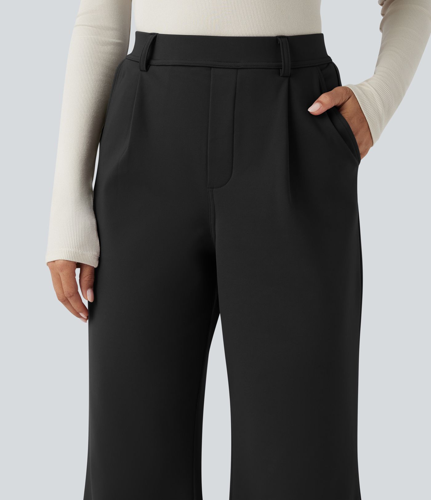 Pantalon tailleur évasé thermique taille haute SoftlyZero™ Plush avec poches