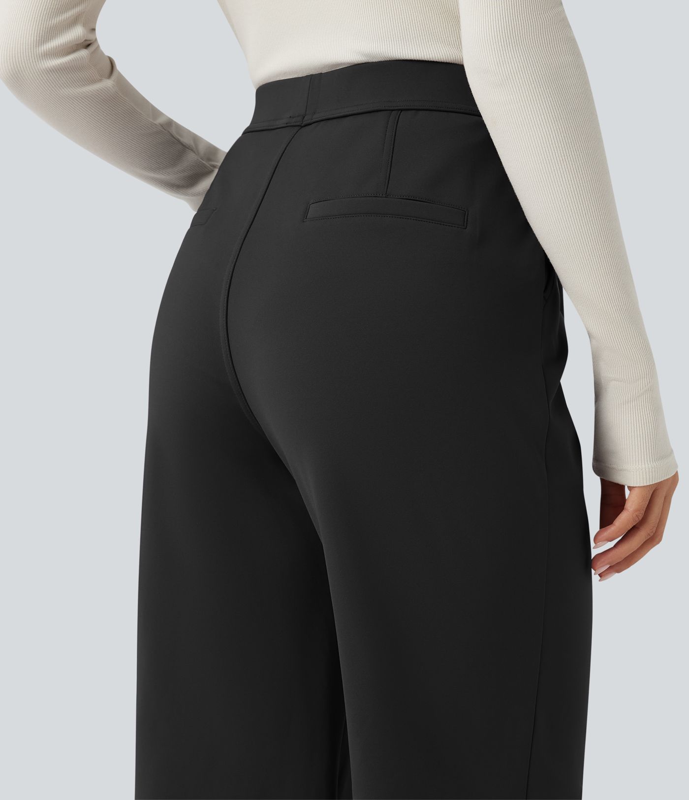Pantalon tailleur évasé thermique taille haute SoftlyZero™ Plush avec poches