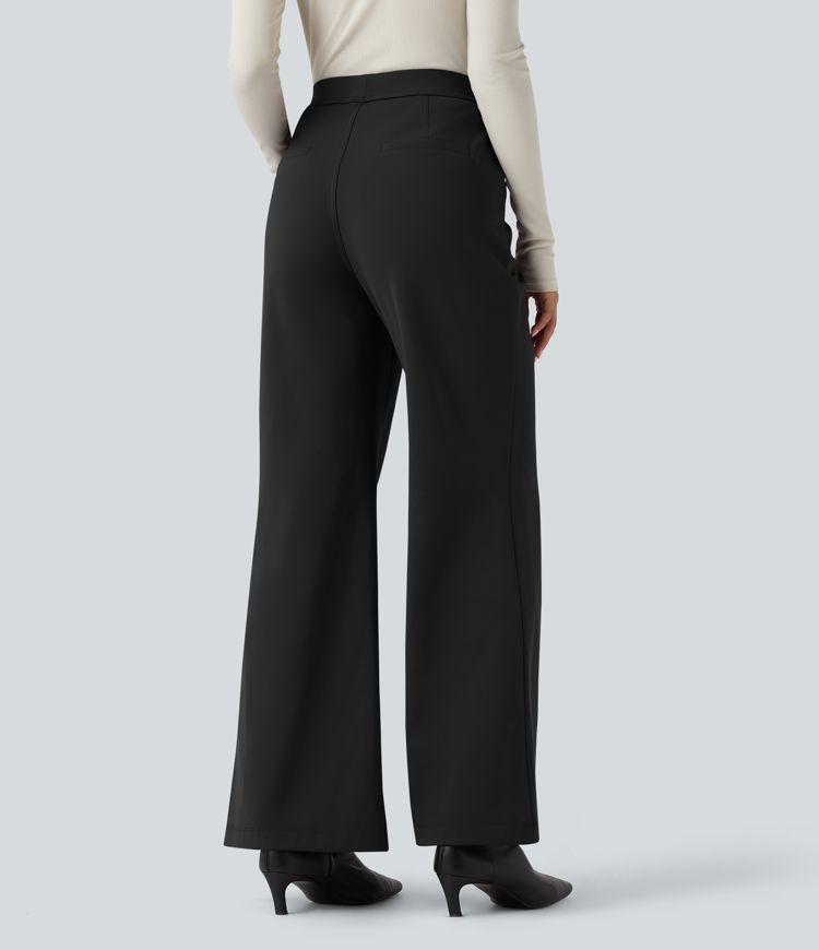 SoftlyZero™ Plush Thermal High Waisted Work Flare Trousers with Pockets