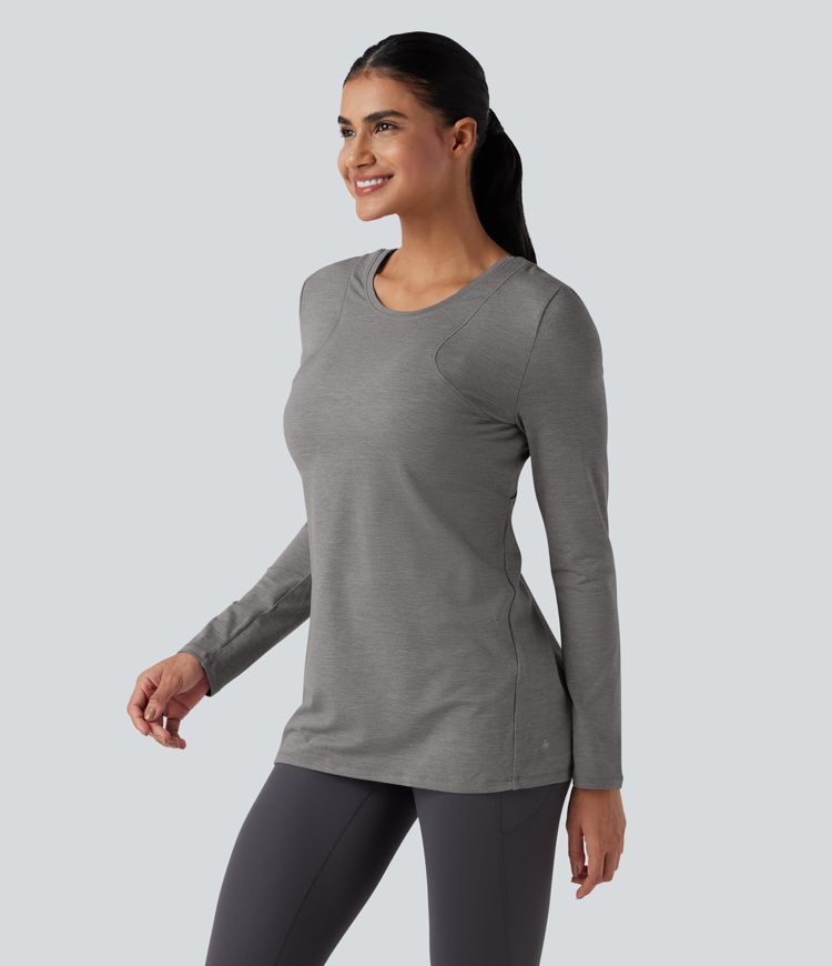 Crisscross Split Back Long Sleeve 2-in-1 Yoga Sports Top