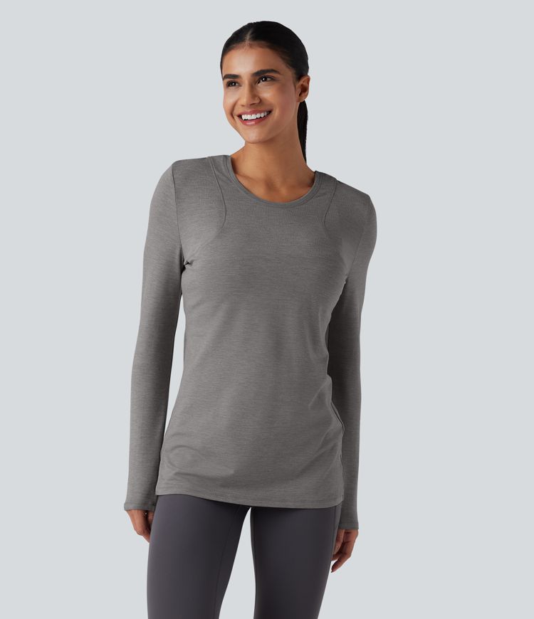 Crisscross Split Back Long Sleeve 2-in-1 Yoga Sports Top