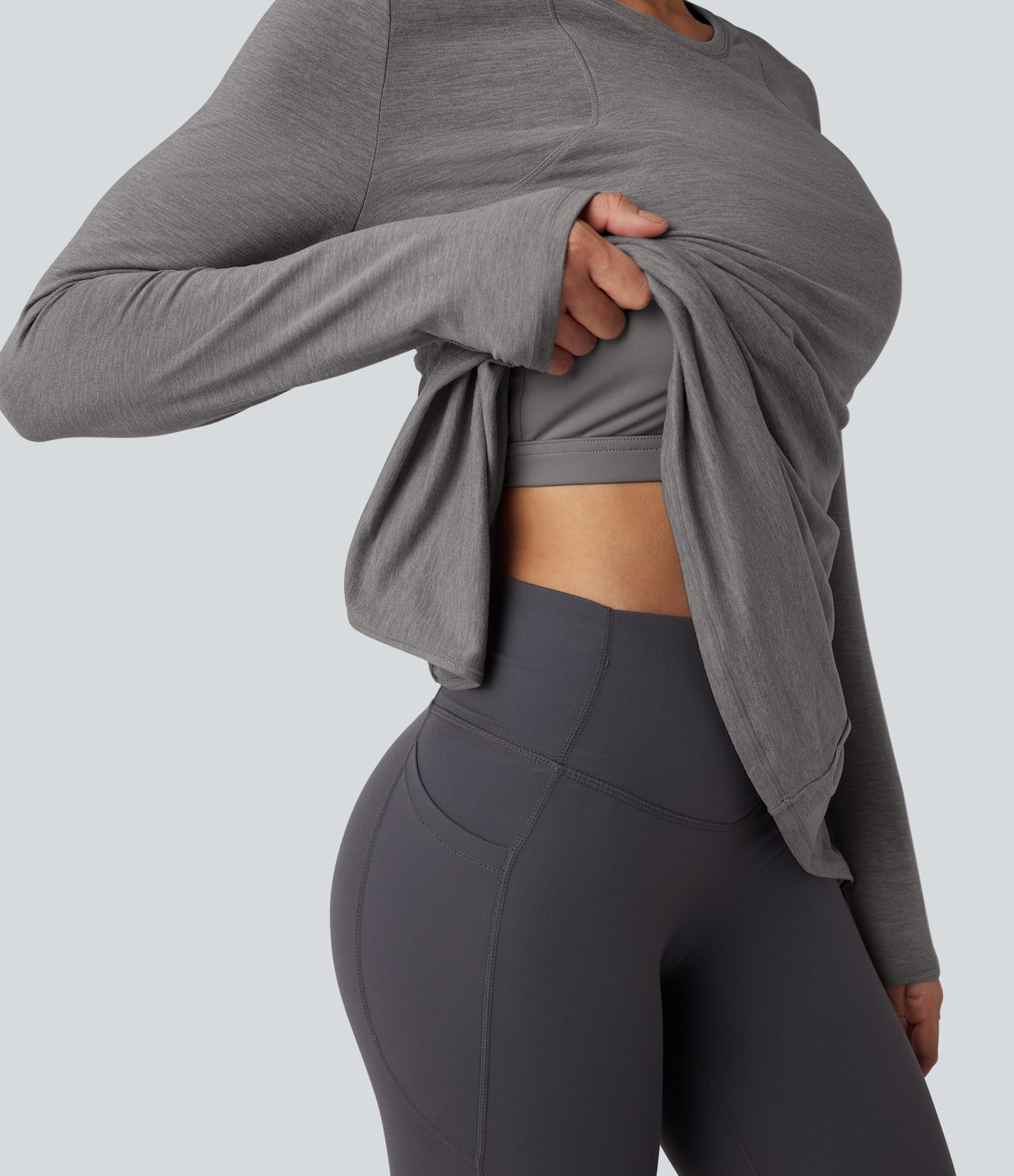 Crisscross Split Back Long Sleeve 2-in-1 Yoga Sports Top