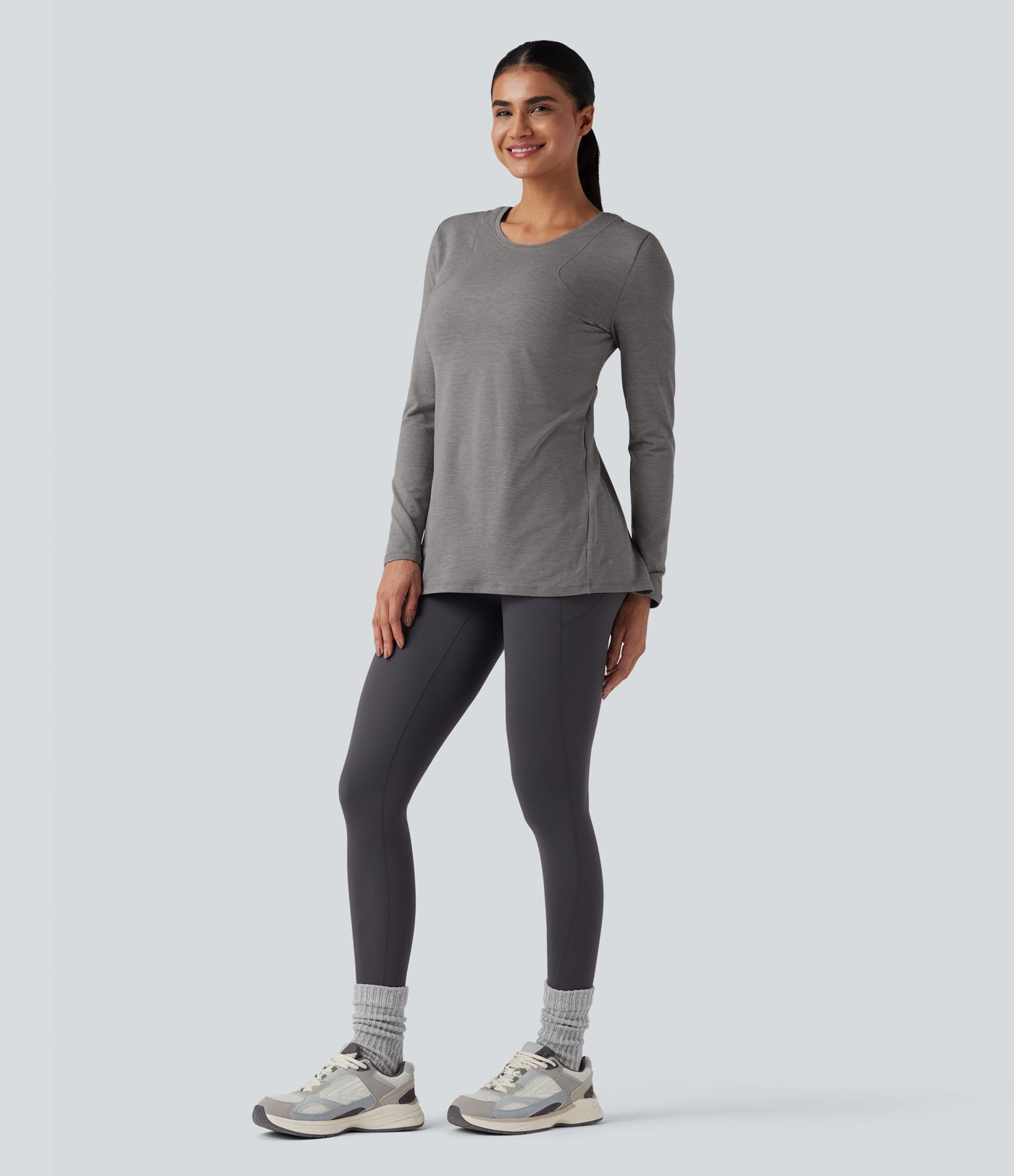 Crisscross Split Back Long Sleeve 2-in-1 Yoga Sports Top