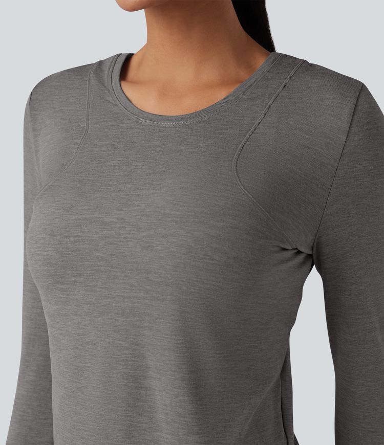 Crisscross Split Back Long Sleeve 2-in-1 Yoga Sports Top