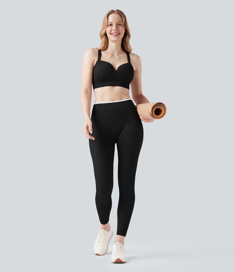 Seamless Flow Medium Support Sweetheart Neck Yoga Sports Bra