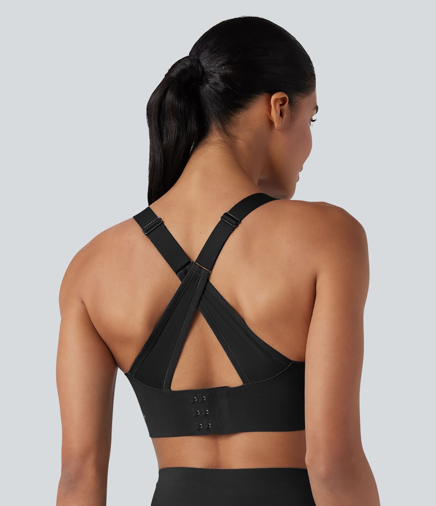 SpeedWave™ Medium Support Molded Cups Push-Up Adjustable Buckle Crisscross Contrast Mesh Quick Dry Running Sports Bra