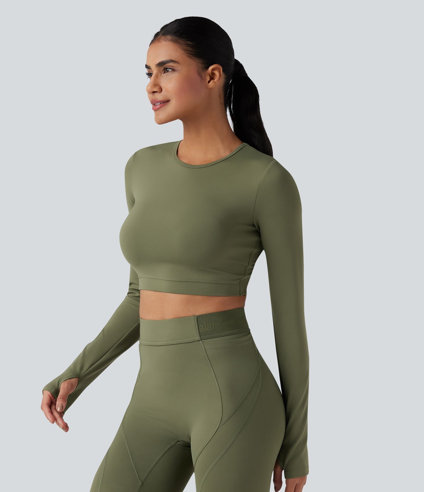 SpeedWave™ Crisscross Backless Long Sleeve Thumb Holes Cropped Quick Dry Workout Sports Top