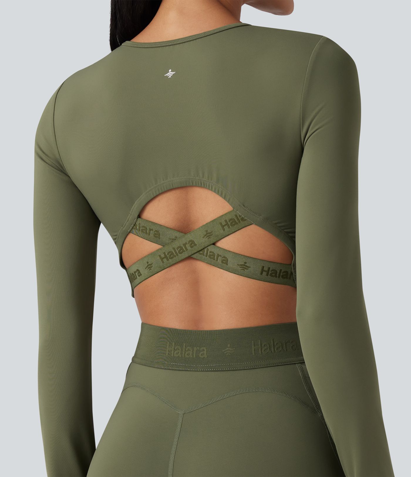 SpeedWave™ Crisscross Backless Long Sleeve Thumb Holes Cropped Quick Dry Workout Sports Top