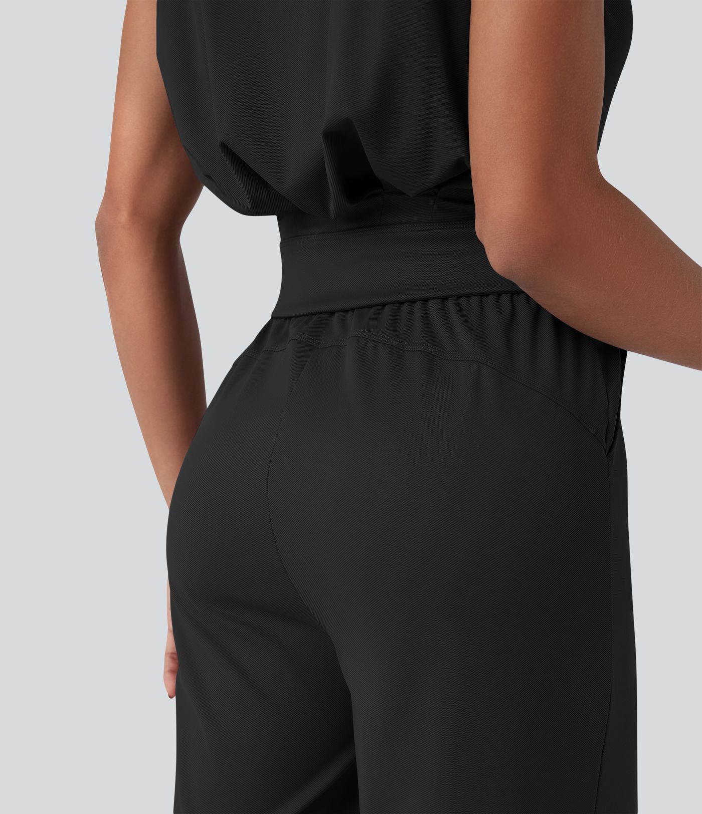 Mock Neck Sleeveless Half Zip Quick Dry Golf Jumpsuit with Pockets-Easy Peezy Edition-UPF40+