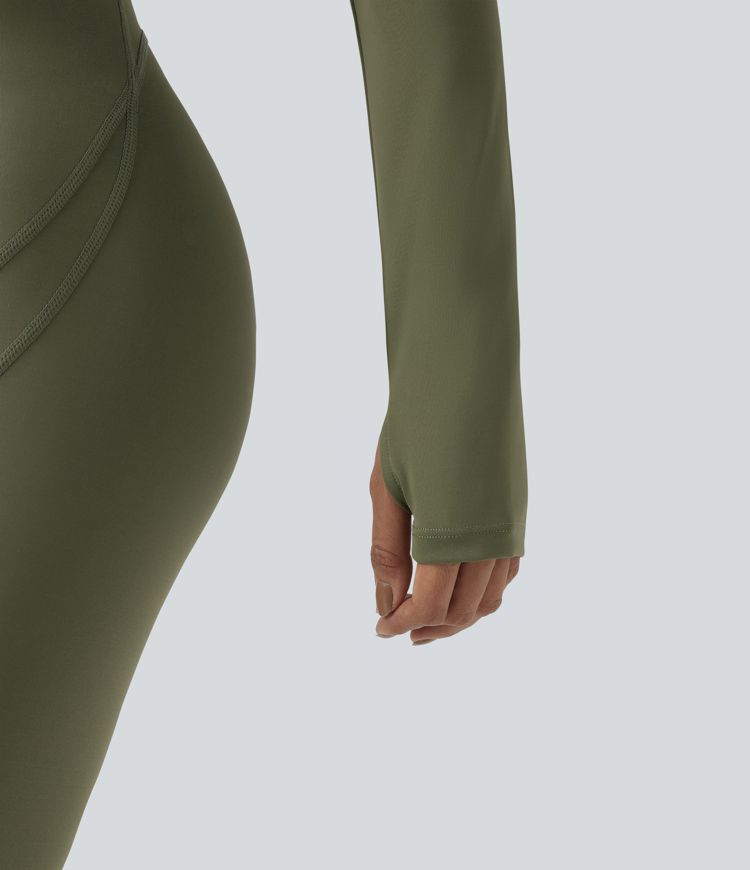 SpeedWave™ Crisscross Backless Long Sleeve Thumb Holes Cropped Quick Dry Workout Sports Top