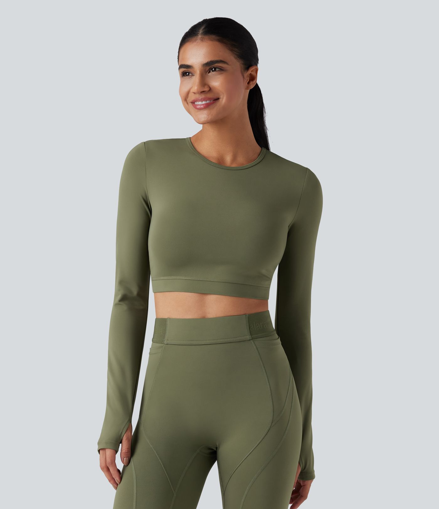 SpeedWave™ Crisscross Backless Long Sleeve Thumb Holes Cropped Quick Dry Workout Sports Top