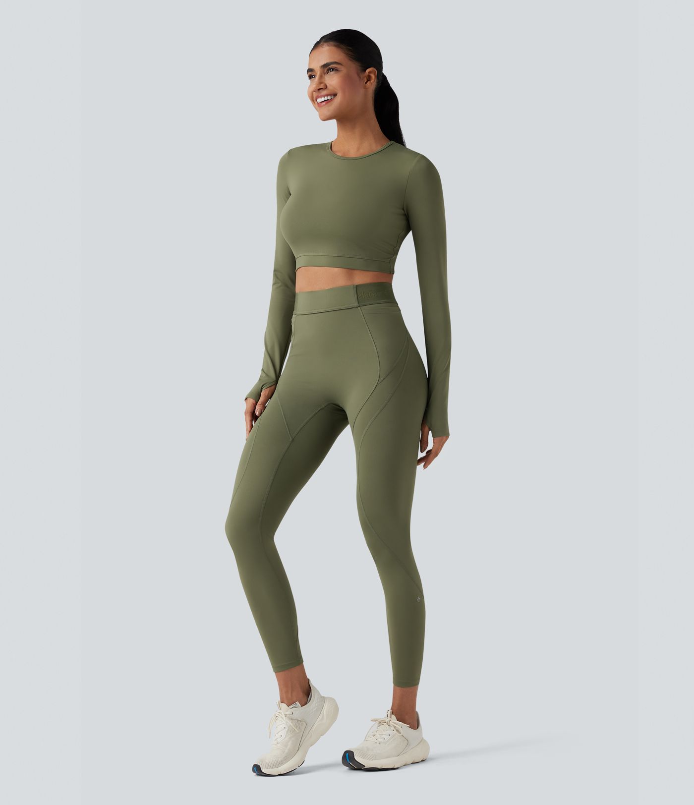 SpeedWave™ Crisscross Backless Long Sleeve Thumb Holes Cropped Quick Dry Workout Sports Top