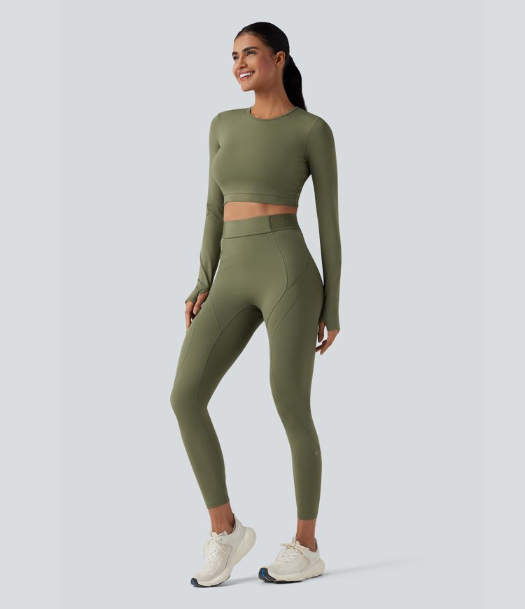 SpeedWave™ Crisscross Backless Long Sleeve Thumb Holes Cropped Quick Dry Workout Sports Top